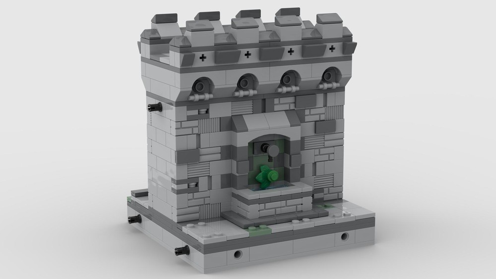 Lego Mini-Medieval-Modulars 27 - "Wall with integrated Fountain"