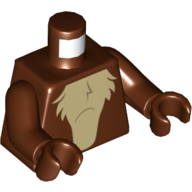 Lego Torso White Fur print, Reddish Brown Arms and Hands / Reddish Brown