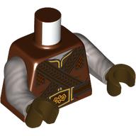 Lego Torso, Robe, Black Trim, Gold Belt Buckle print, Flat Silver Arms, Dark Brown Hands / Reddish Brown