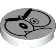 Tile Round 2 x 2 with Puzzled Nixel Face Print / White
