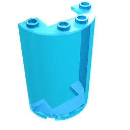 Cylinder Half 2 x 4 x 5 with 1 x 2 cutout / Trans-Light Blue