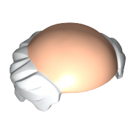 Lego Hair, Bald Top with White Hair print / Light Nougat