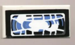 Tile 1 x 2 with Black, Blue, Dark Gray, and White Headlight Pattern (Sticker) - Set 8207