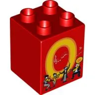 Duplo Brick 2 x 2 x 2 with 'O' and Orchestra Print / Red