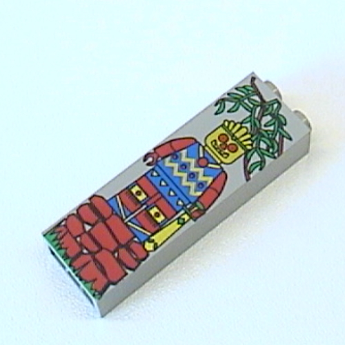 Lego Brick 1 x 2 x 5 with Blocked Open Studs and Bottom Stud Holder with Jungle Print
