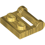 Lego Plate Special 1 x 2 [Side Handle Closed Ends] / Pearl Gold