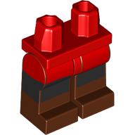 Lego Hips with Red Legs and Reddish Brown Boots Pattern with Black Stripe print / Red