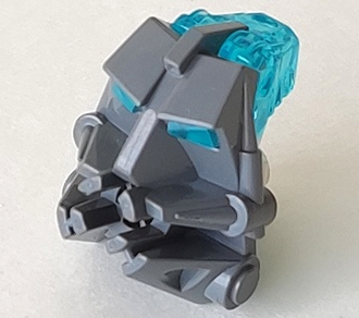 Lego Bionicle Head Connector Block 3 x 4 x 1 2/3 with Trans-Light Blue Eye / Brain Stalk (32553 / 32554)