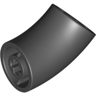 Lego Brick Round 2 x 2 D. Tube with 45° Elbow and Axle Holes (Crossholes) at Each End [SHORT] / Black