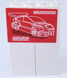 Stickered Assembly 4 x 1 x 5 with Red and Lime Car Posters Pattern on Both Sides (Stickers) - Set 8681