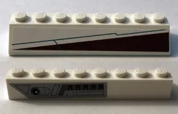 Slope 45 2 x 8 with Red and White Triangle and Silver and Black Cockpit Controls Pattern Model Right Side (Stickers) - Set 10215