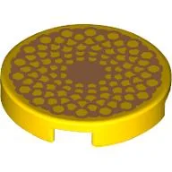 Tile Round 2 x 2 with Orange Flower Heart Print / Yellow