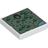 Tile 2 x 2 with Map, Trail, Monkey / Gorilla Print / White