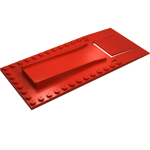 Lego Baseplate Raised 8 x 18 with Garage Floor Plate (Old style) / Red