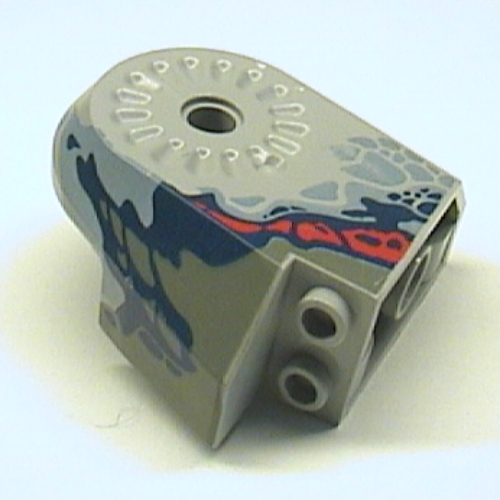 Lego Animal Body Part, Dinosaur Body Quarter with Pin Holes, Dark Gray/Sand Blue/Dark Blue/Red Print