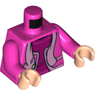 Lego Torso Jacket, Magenta Shirt, Bright Pink Animal Around Neck, Dark Pink Arms, Light Nougat Hands / Dark Pink