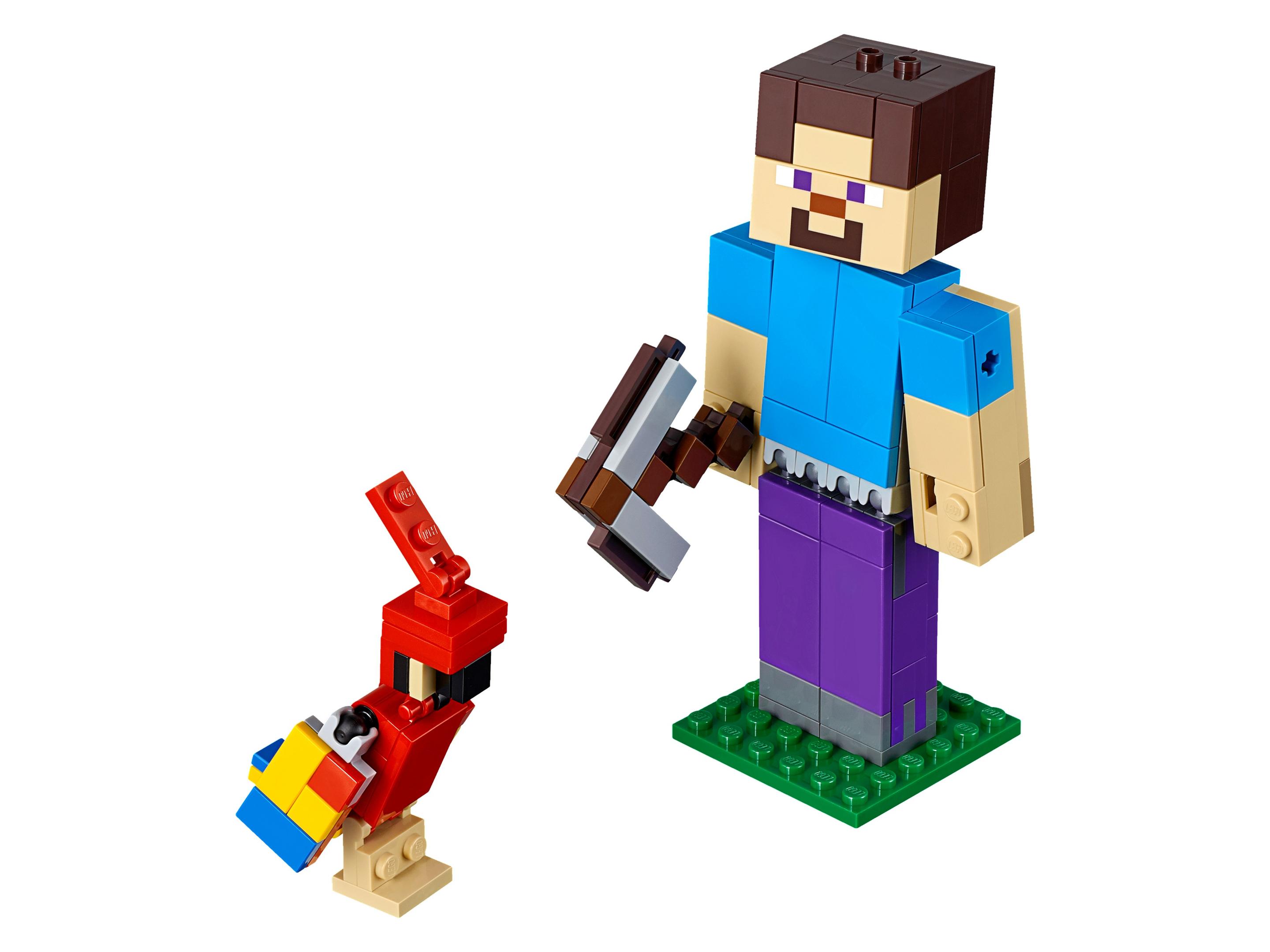 Lego Minecraft Steve BigFig with Parrot