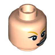 Lego Minifig Head Supergirl, Dark Orange Lips, Wide Crooked Grin with Teeth Print [Hollow Stud] / Light Nougat