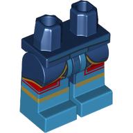 Lego Hips with Dark Blue Legs and Dark Azure Boots Pattern with Dark Blue Dothi, Dark Red Tails, Gold Trim print / Dark Blue