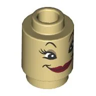 Brick Round 1 x 1 with Face, Dark Tan Eyeshadow, Dark Red Lips Print (Babette)