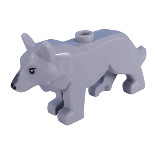 Lego Animal, Wolf with Dark Bluish Grey Nose, Black Eyes print / Light Bluish Gray