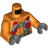 Lego Torso Jacket, Straps / Harness, Carbine, Coastal Guard Logo Print, Orange Arms, Dark Bluish Gray Hands / Orange
