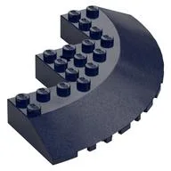 Brick Round Corner 10 x 10 with Slope 33° Edge, Axle Hole, Facet Cutout / Dark Blue