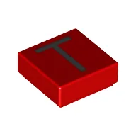 Tile 1 x 1 with letter Capital T Print / Red