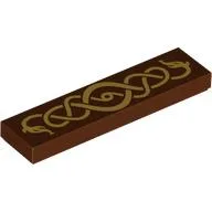 Tile 1 x 4 with Gold Coiling Snakes Print