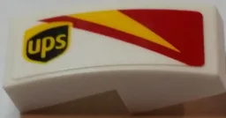 Slope, Curved 2 x 1 x 2/3 with ups Logo and Red and Yellow Pattern Model Right Side (Sticker) - Set 75908