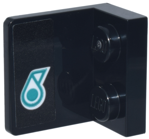 Lego Bracket 1 x 2 - 2 x 2 Inverted with Dark Turquoise and White Petronas Logo Pattern Model Left Side (Sticker) - Set 77244