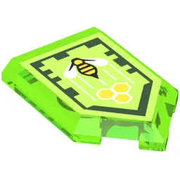 Tile Special 2 x 3 Pentagonal with Nexo Power Shield Print - Honey Bees / Trans-Bright Green