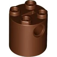 Brick Round 2 x 2 x 2 Robot Body, Axle Holder '+' Orientation / Reddish Brown