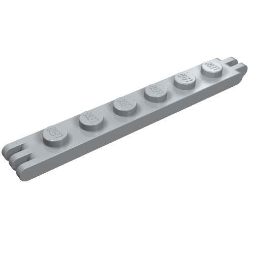 Lego Hinge Plate 1 x 6 with 2 and 3 Fingers On Ends / Light Bluish Gray