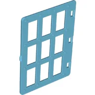 Duplo Door 1 x 4 x 4 with Nine Panes / Medium Azure