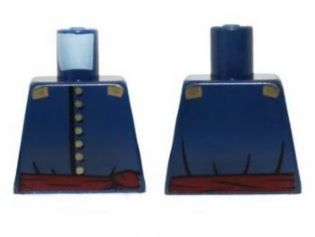 Lego Torso Cavalry Uniform, 7 Buttons, Dark Red Sash and Gold Epaulettes Pattern