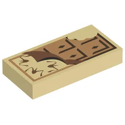 Tile 1 x 2 with Chocolate Bar Print / Tan