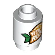 Brick Round 1 x 1 with 'VITA RUSH' Logo with Green Leaves Print