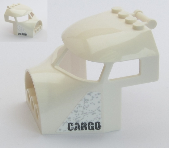 Lego Aircraft Fuselage Forward Top Curved 6 x 6 with Bar Handle and 3 Pin Holes with 'CARGO' and Scratches Pattern on Both Sides (Stickers) - Set 60161
