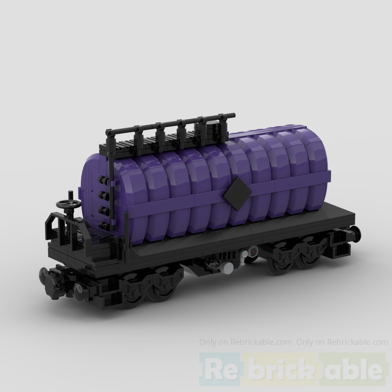 Lego 7 stud wide 4axle chemical train tank car - tanker railcar