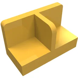 Panel 1 x 2 x 1 with Rounded Corners and Central Divider / Bright Light Orange