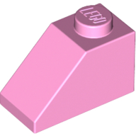 Lego Brick Sloped 45° 2 x 1 with Bottom Pin / Bright Pink