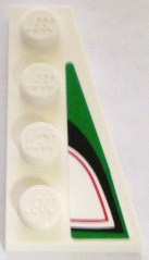 Lego Wedge, Plate 4 x 2 Right with Angled Red, Black and Green Pattern (Sticker) - Set 8898
