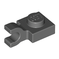 Lego Plate Special 1 x 1 with Clip Horizontal [Thick U Clip] / Dark Bluish Gray