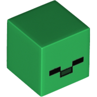 Lego Minifig Head Special, Small Cube (Baby) with Minecraft Zombie Face Print / Green