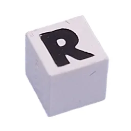 Modulex Tile 1 x 1 with R Print - Black Lining on Top and Sides / Modulex White
