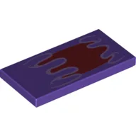 Tile 2 x 4 with Red Slime Monster Mouth Print / Dark Purple