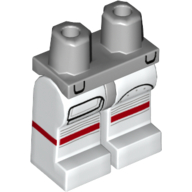 Lego Hips and White Legs with Astronaut Suit, Pocket, Red Stripe at Knees / Light Bluish Gray