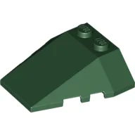 Brick Wedged, Sloped 4 x 4 Triple, Stud Notches / Dark Green