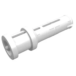Technic Pin Long with Friction Ridges Lengthwise and Stop Bush [3 Lateral Holes, Big Pin Hole] / White